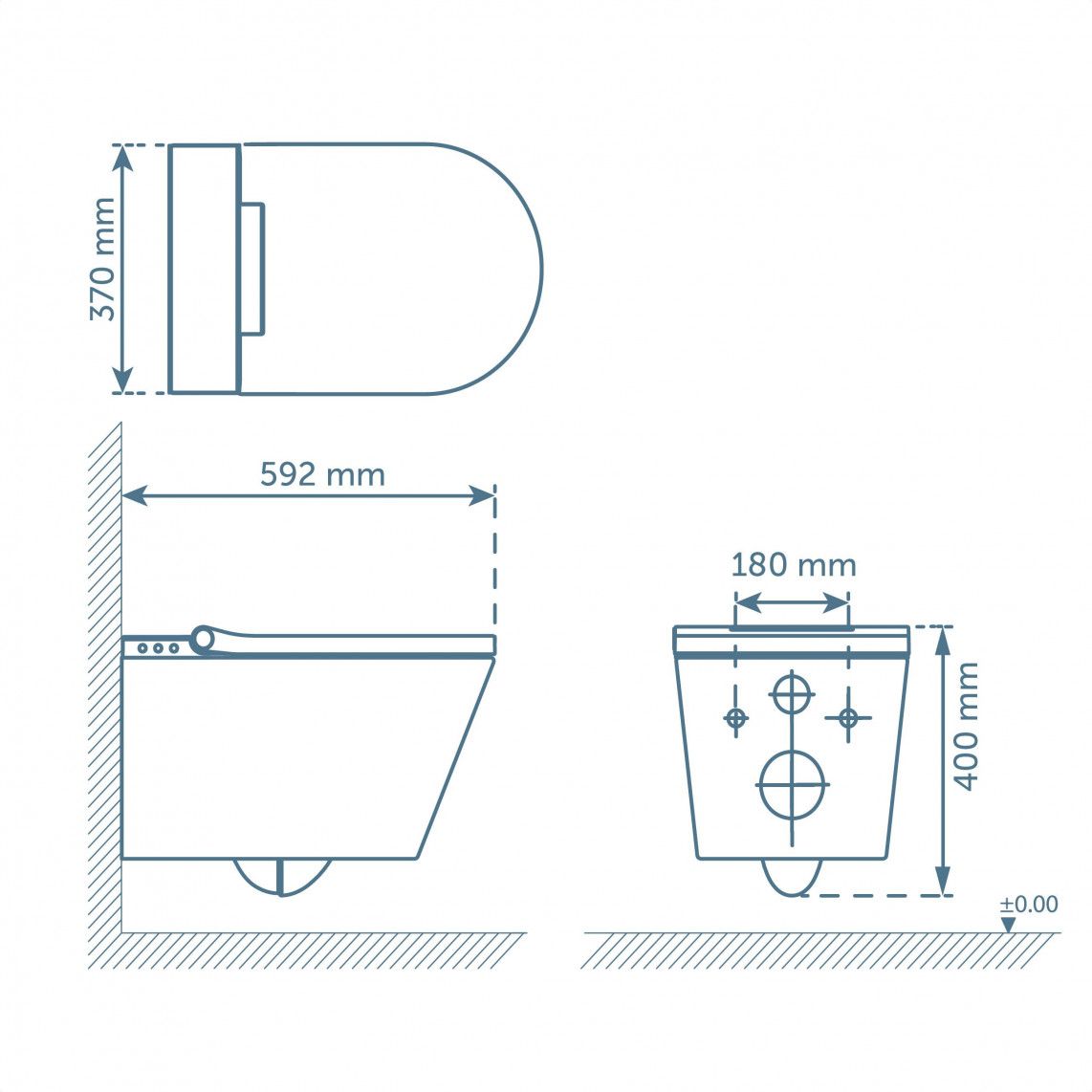92106 SCHÜTTE douche wc, randloos, met wc-bril, zwart vue 3