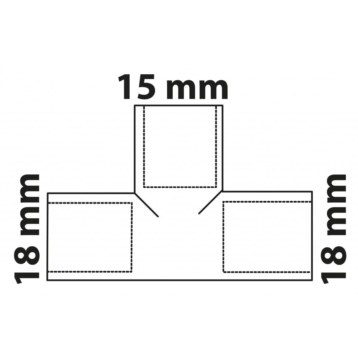 989272017 Tee reducer piece, copper solder fitting, 18 mm x 15 mm x 18 mm, 3 sockets vue 3