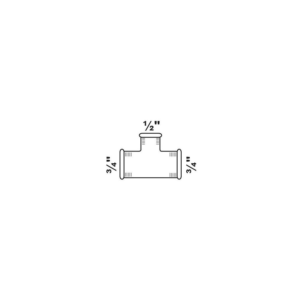 989735055 GI verloop T-stuk, gegalvaniseerd, 3/4"BI x 1/2"BI x 3/4"BI, (130) vue 2