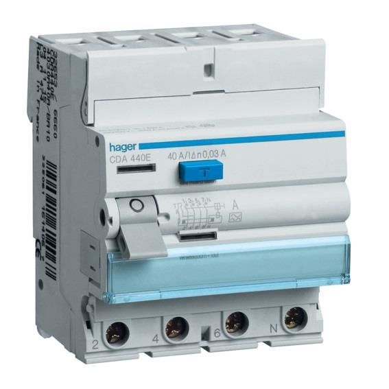 Interrupteur différentiel 4 pôles 63A 30mA type A 4 modules