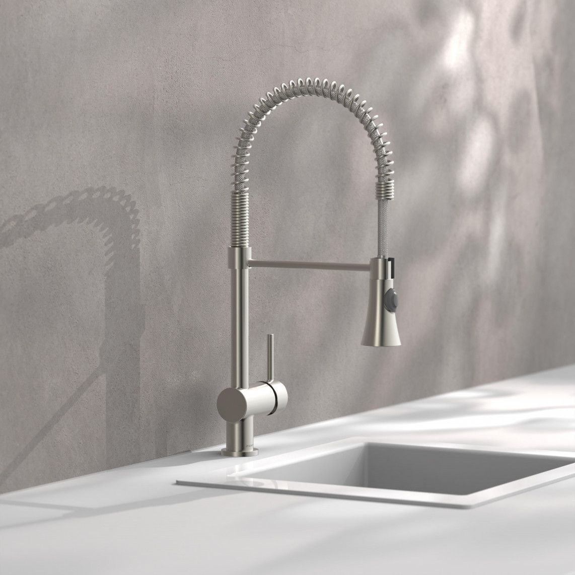 79195 CORNWALL Sink mixer low pressure, stainless steel look, with spiral spring vue 5