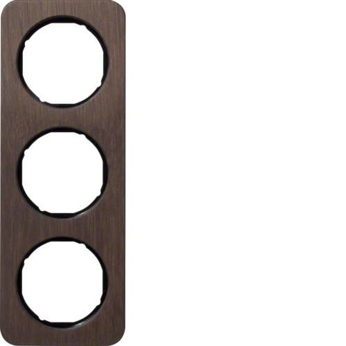 Plaque de recouvrement 3 postes R.1 Bois / Noir