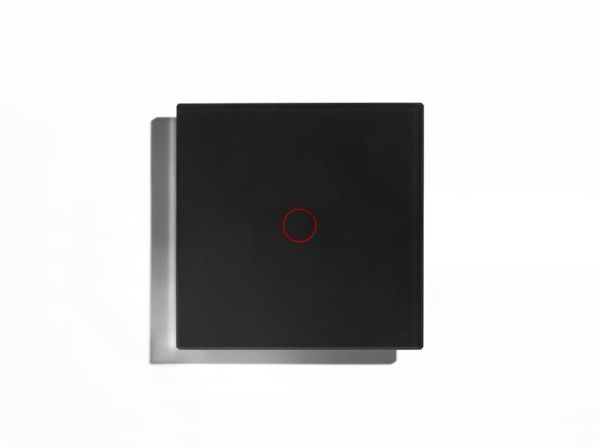 Bouton - poussoir verre Noir, fingerprint - proof touch, 1 bouton avec Led RGB