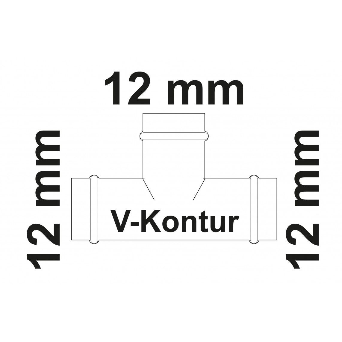 988617155 CU T-stuk, blanco, 12 mm, 3 mofen, (P5130) vue 2