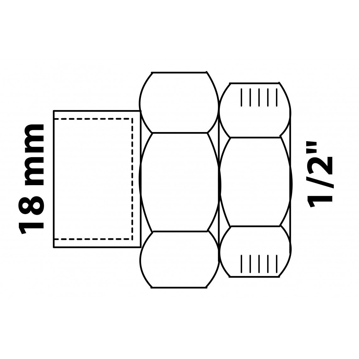 989248055 Screw connection, red brass, 18 mm x 1/2" female, conical sealing, 1 socket vue 2