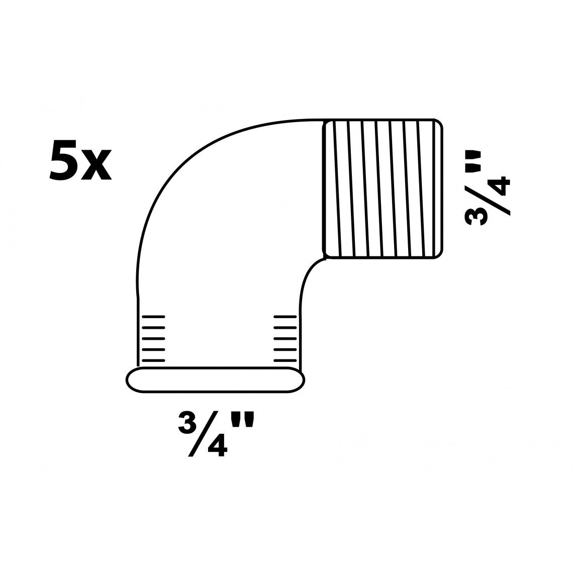 989722060 Angle 90°, malleable galvanized, 3/4" female x 3/4" male (5x) vue 2