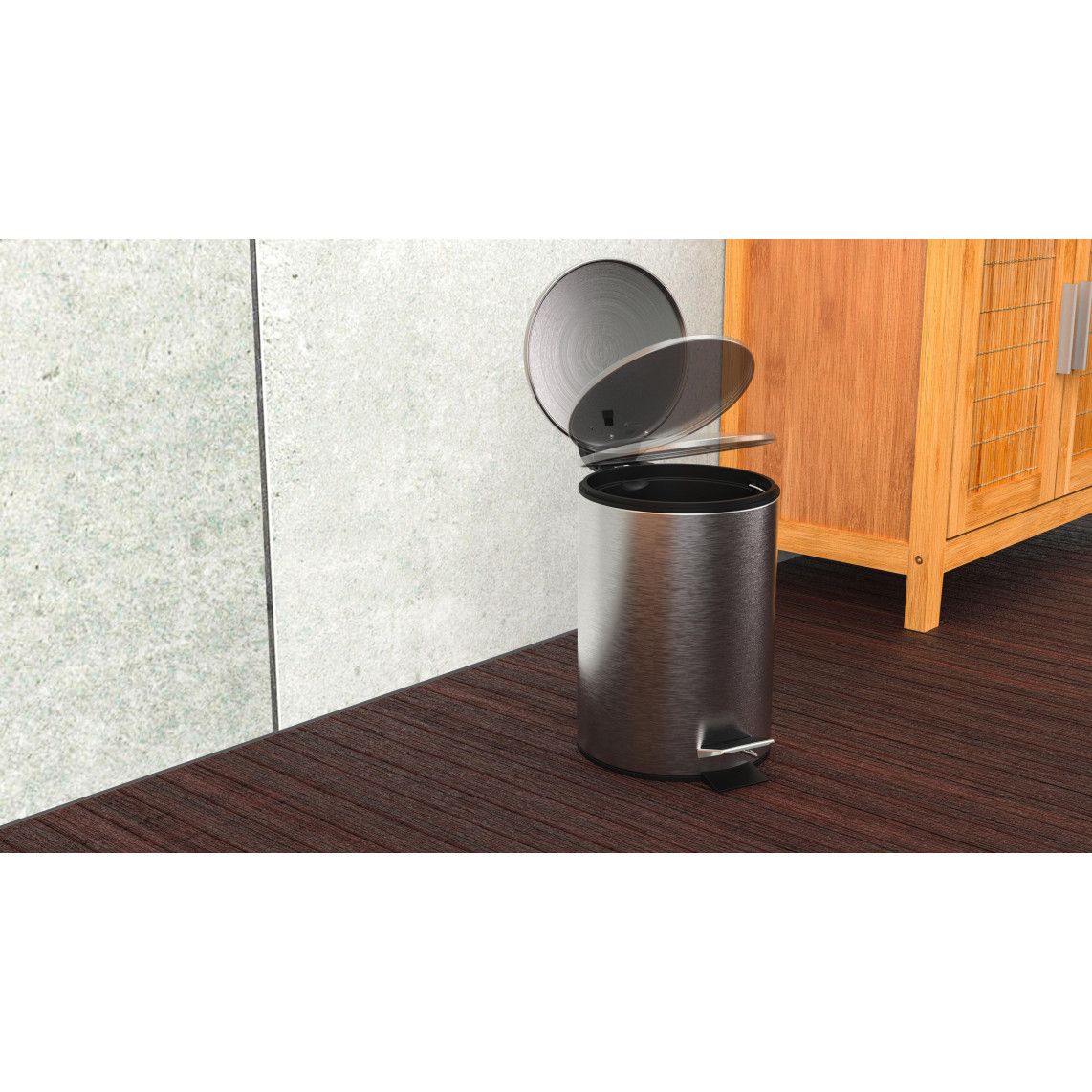 BA0300 poubelle cosmétique à pédale, acier inoxydable, env. 3 l, avec frein de chute vue 5