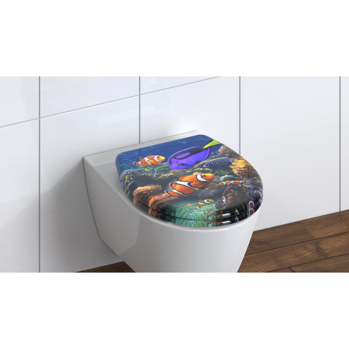 82372 Duroplast Toilet seat SEA LIFE, with soft close and quick release vue 7
