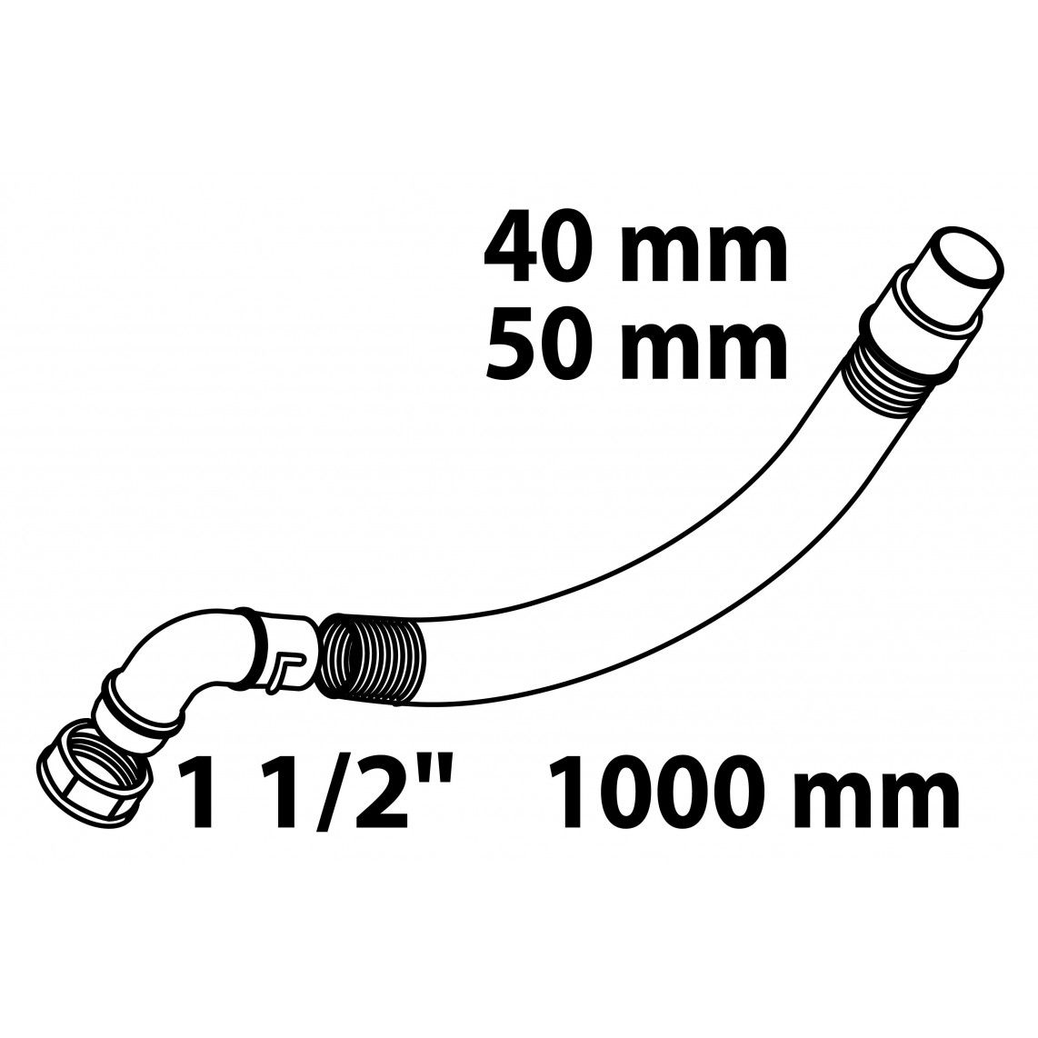 98836419 ECO-SAVE Extension hose, plastic, grey, 1 1/2" female x 1000 x 40/50 mm, with 90° elbow vue 2