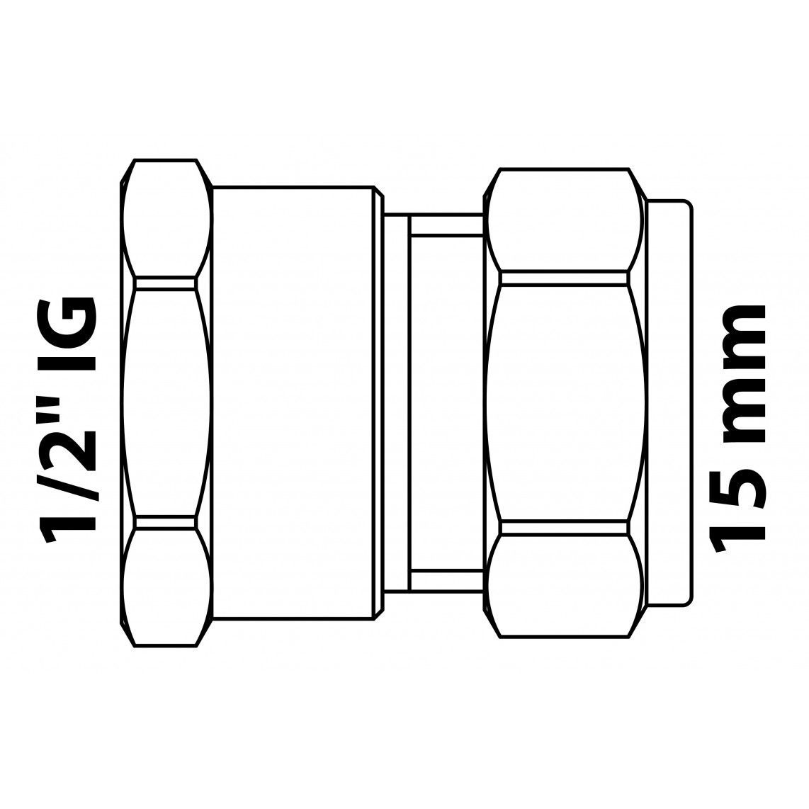 989456217 MS overgangsstuk, blanco, 15 mm x 1/2"BI, knelfitting voor koperen buis vue 4