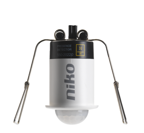 Détecteur de présence, Niko Home Control, 9,5 m, IP65, mini, pour montage encastré, couleur blanc & noir