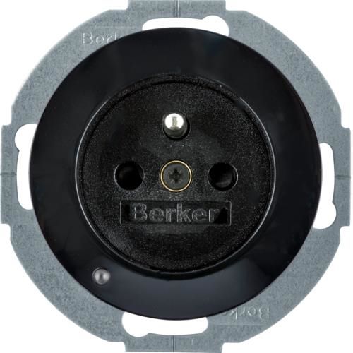 Prise de courant avec éclairage d'orientation Led Berker R.1 / R.3 Noir, brillant