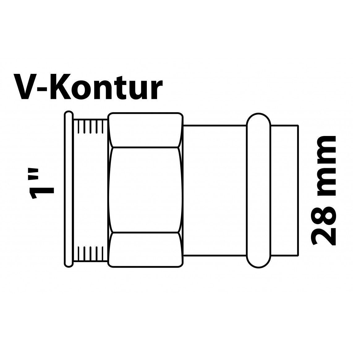 988624854 Transition socket, press fitting for copper V-profile, 28 mm x 1" female, 1 socket vue 2