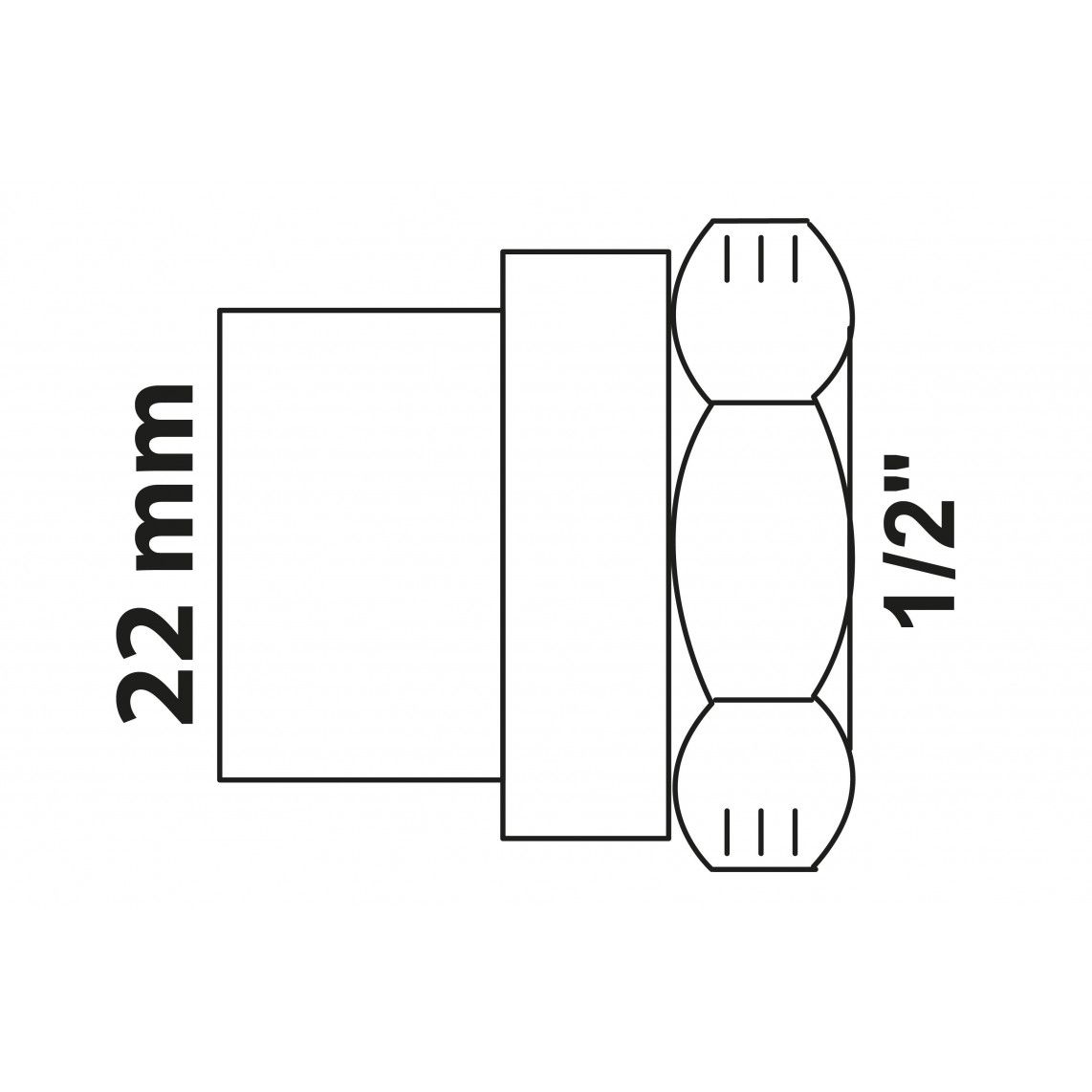 989107017 Transition socket, red brass, 22 mm x 1/2" female, 1 socket vue 2
