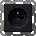 Prise de courant Cebec + obturateur System 55 Noir mat