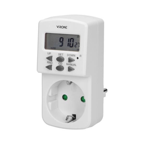 Minuterie mécanique mini, 1800W, 8A, 10 modes, Schuko 10Programmes permettent des réglages adaptés a