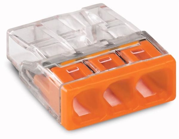 Borne pour boîtes de dérivation COM borne pour 3 conducteurs couleur du boîtier transparent, Orange