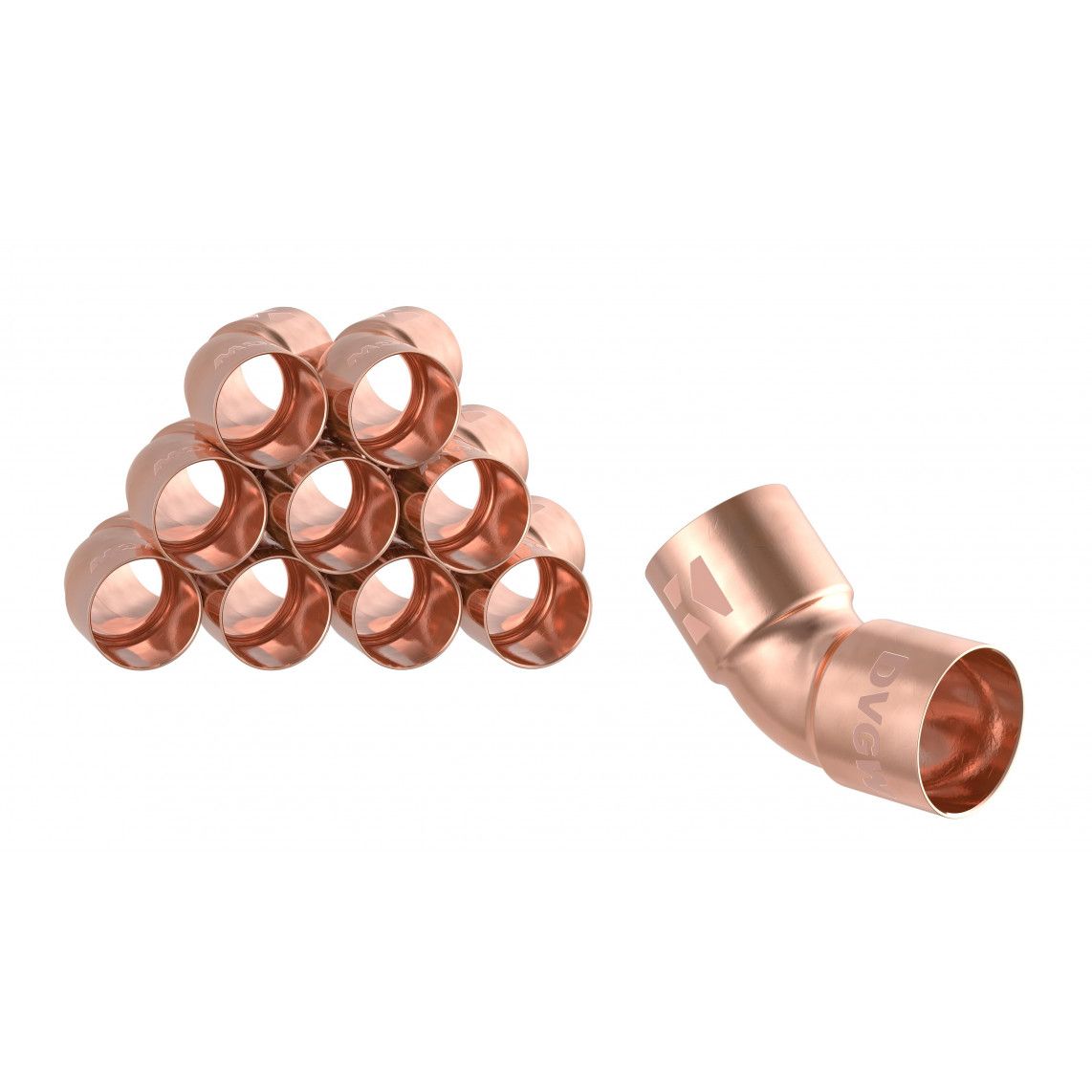 989115055 Elbow 45°, copper solder fitting, 28 mm, 2 sockets vue 2