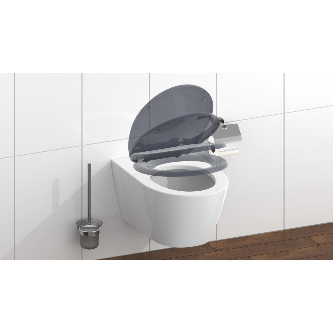 82304 Duroplast WC-zitting ANTHRAZIT, met valrem en afneembaar vue 8