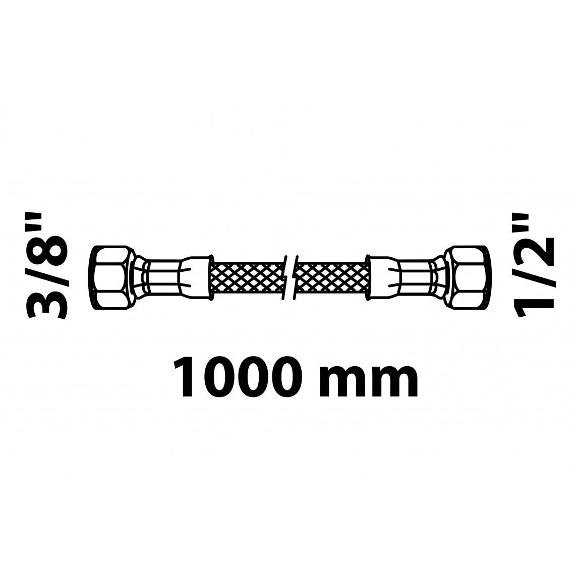 98628058 Flexible connection hose 1000 mm, 3/8" female x 1/2" female vue 2