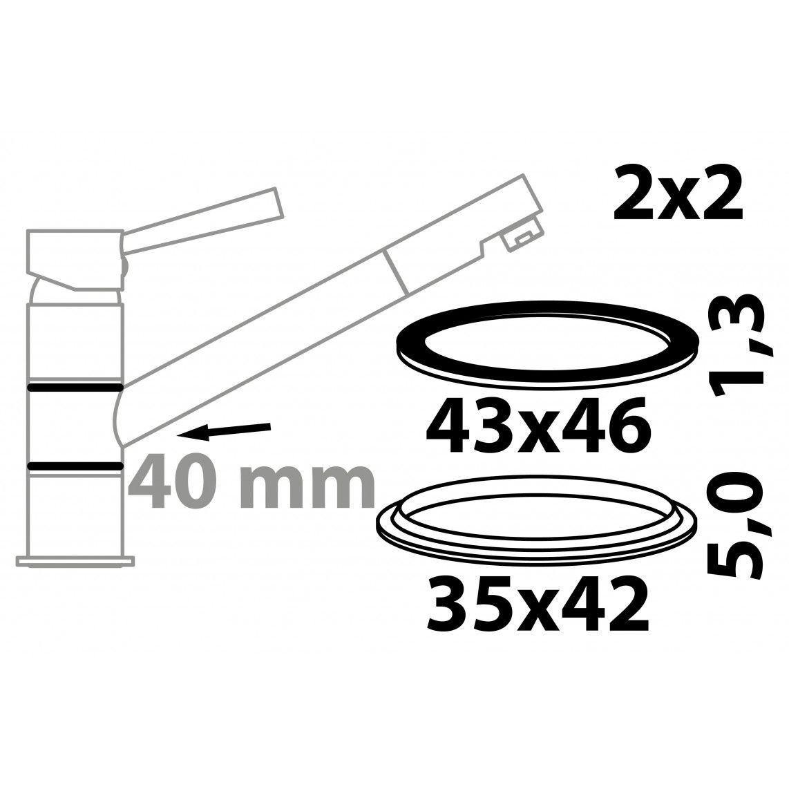 98697220 Lip gasket and sliding ring, for swivel mixer 40 mm (2x2) vue 2