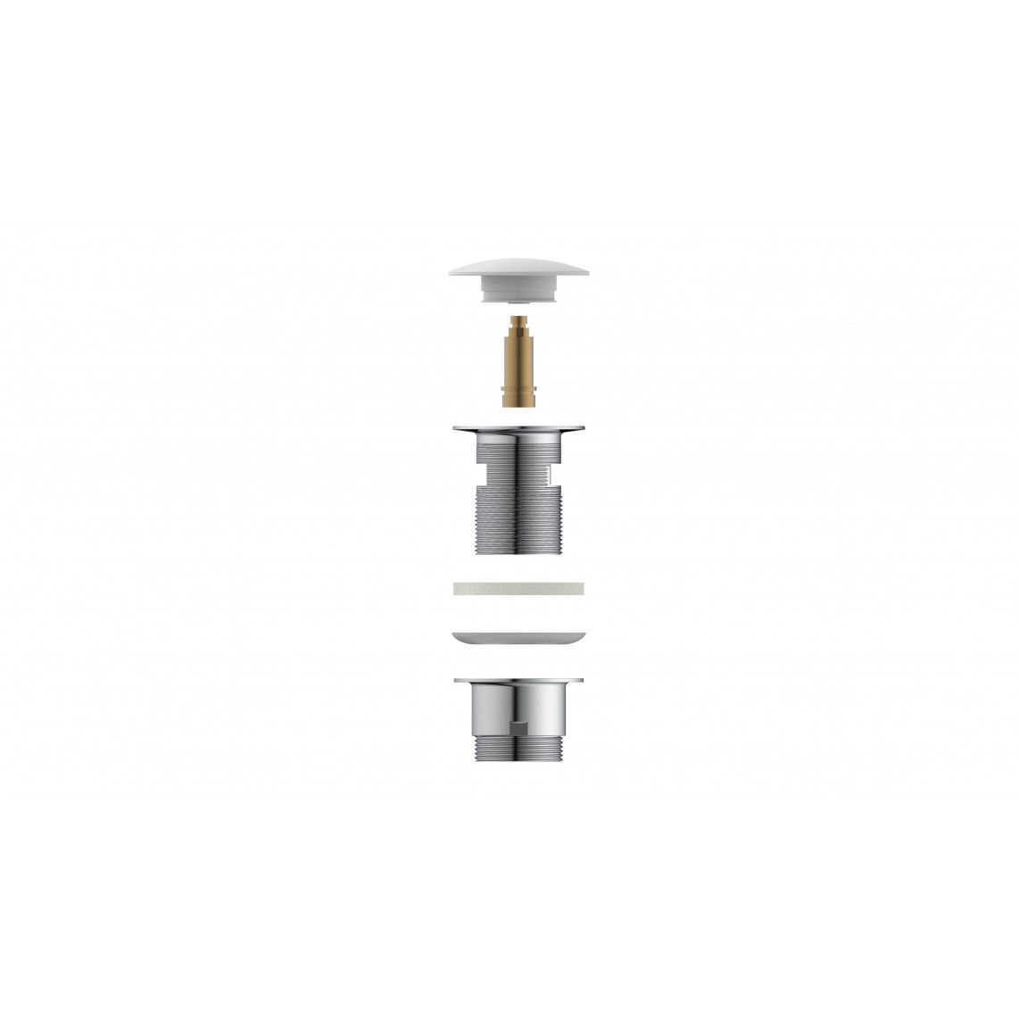 98807410 Design-drain valve, cap, white, 1 1/4" x 65 mm, with overflow vue 10