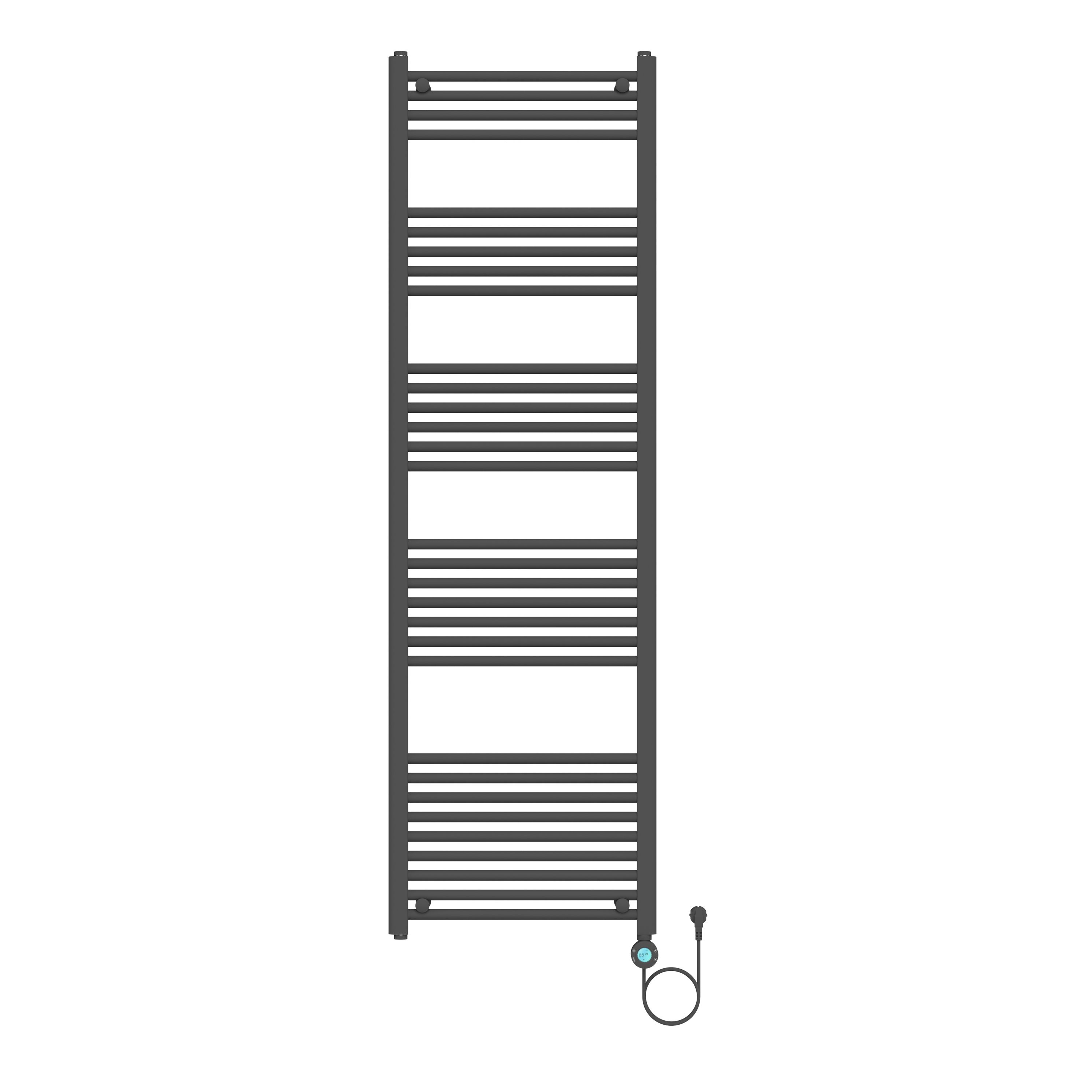 Belrad Sèche-serviettes Électrique – Avec Thermostat Numérique Programmable – Smart Wifi - Raccord À Droite – 1000W – 1800×550 MM – Noir Mat
