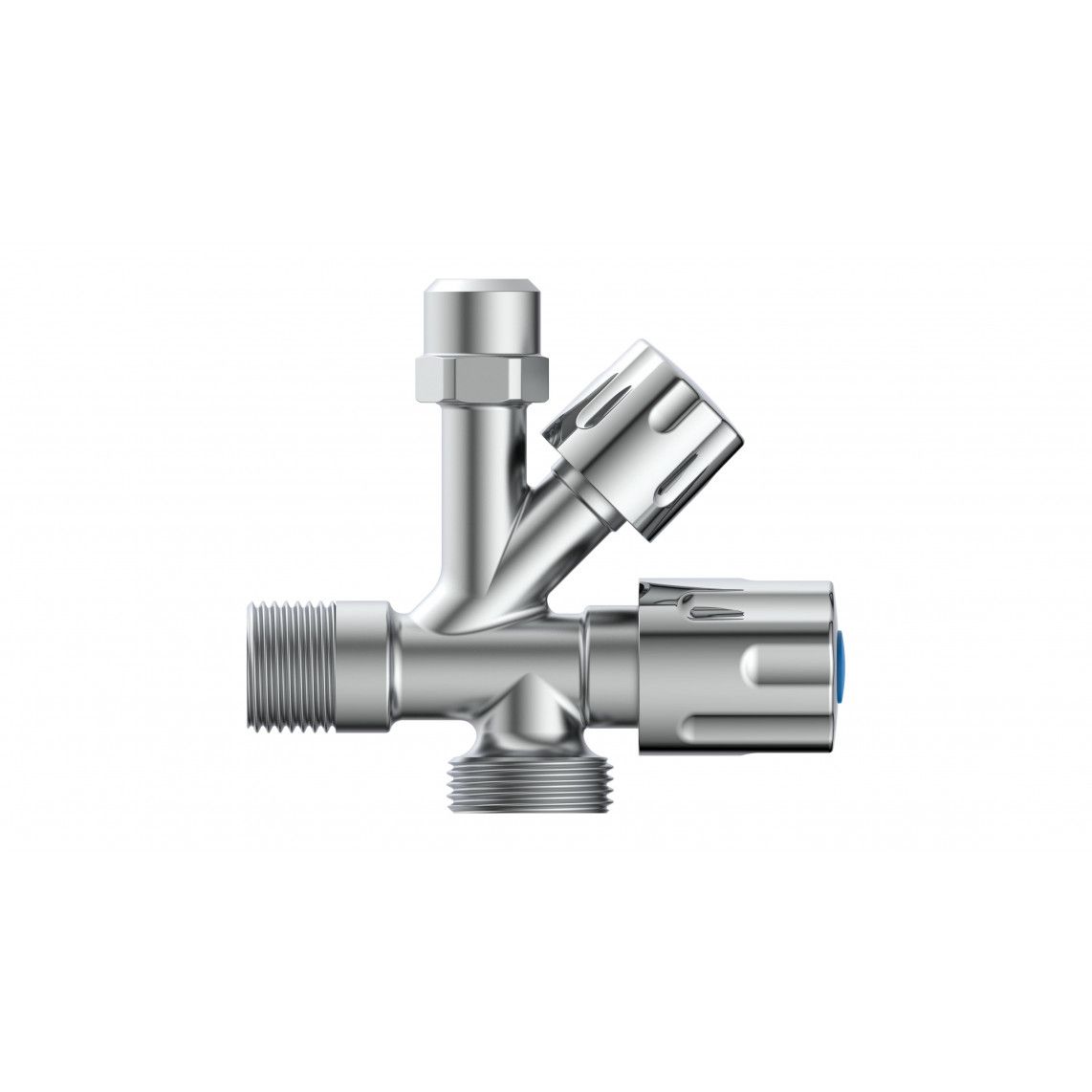 98480090 Additional angle valve, chrome, 1/2" male x 3/4" male x 3/8" male x 10mmQ vue 2