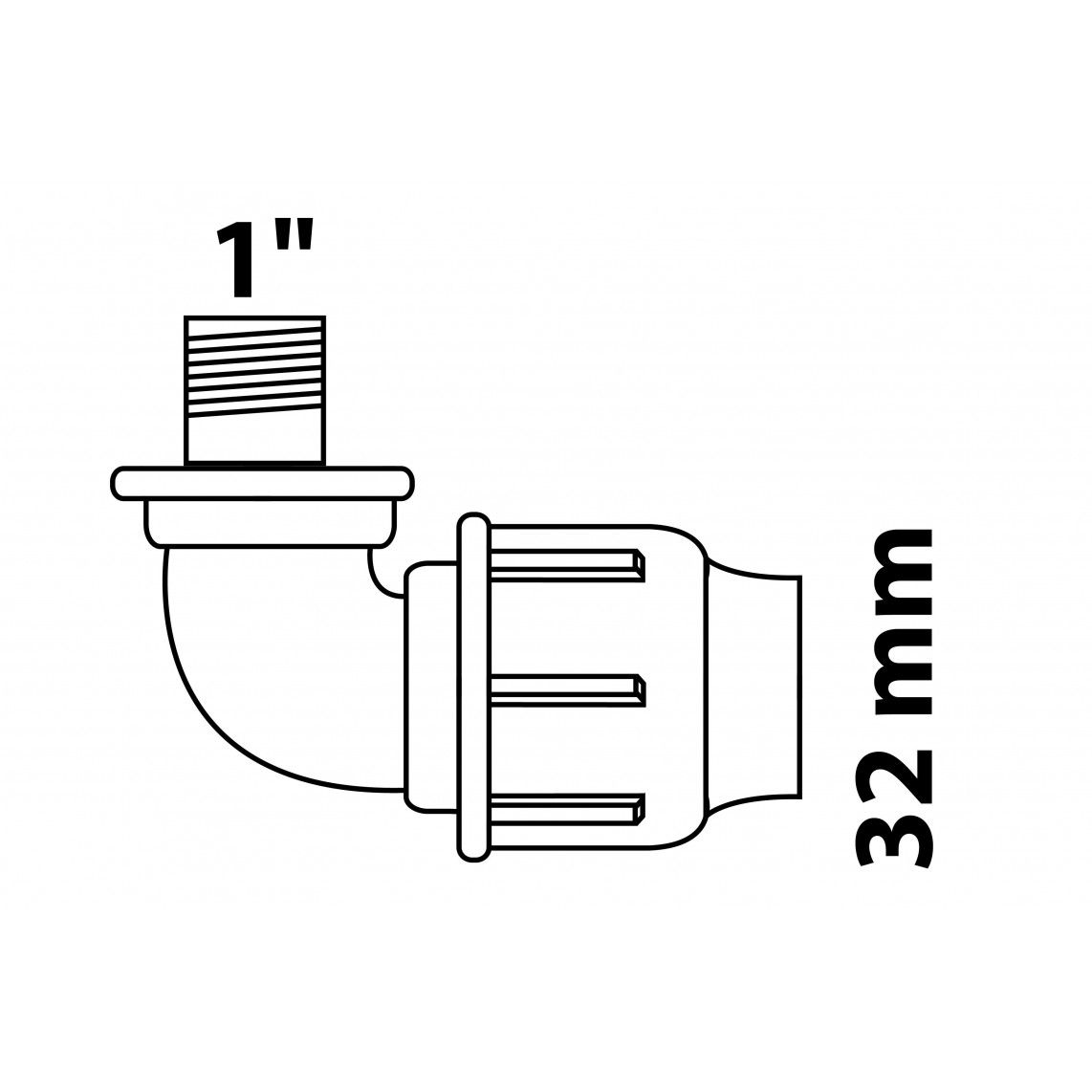 984847317 PP knie 90°, 32 mm x 1"BU, knelfitting voor tyleen/socarex vue 2