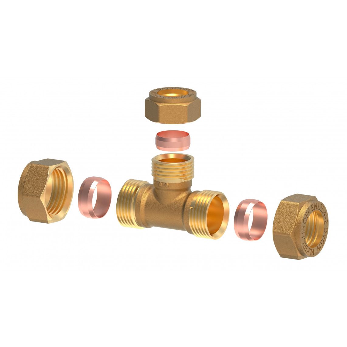 989453617 MS verloop T-stuk, blanco, 22 mm x 18 mm x 22 mm, knelfitting voor koperen buis vue 3