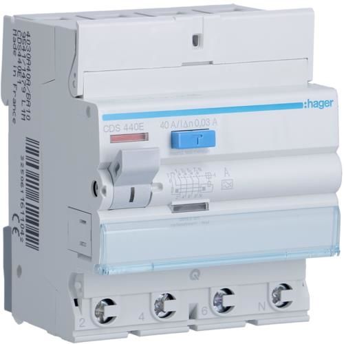 Interrupteur différentiel 4 pôles 40A 30mA type A 4 modules  quickconnect