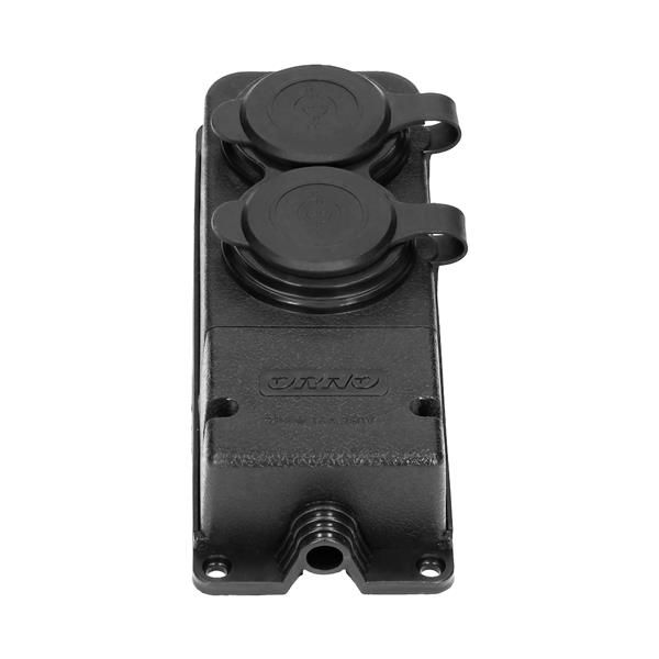 Prolongateur multiprise robuste, caoutchouc IP44, 2 prises, boîtier ignifugé, profil très bas 5cm