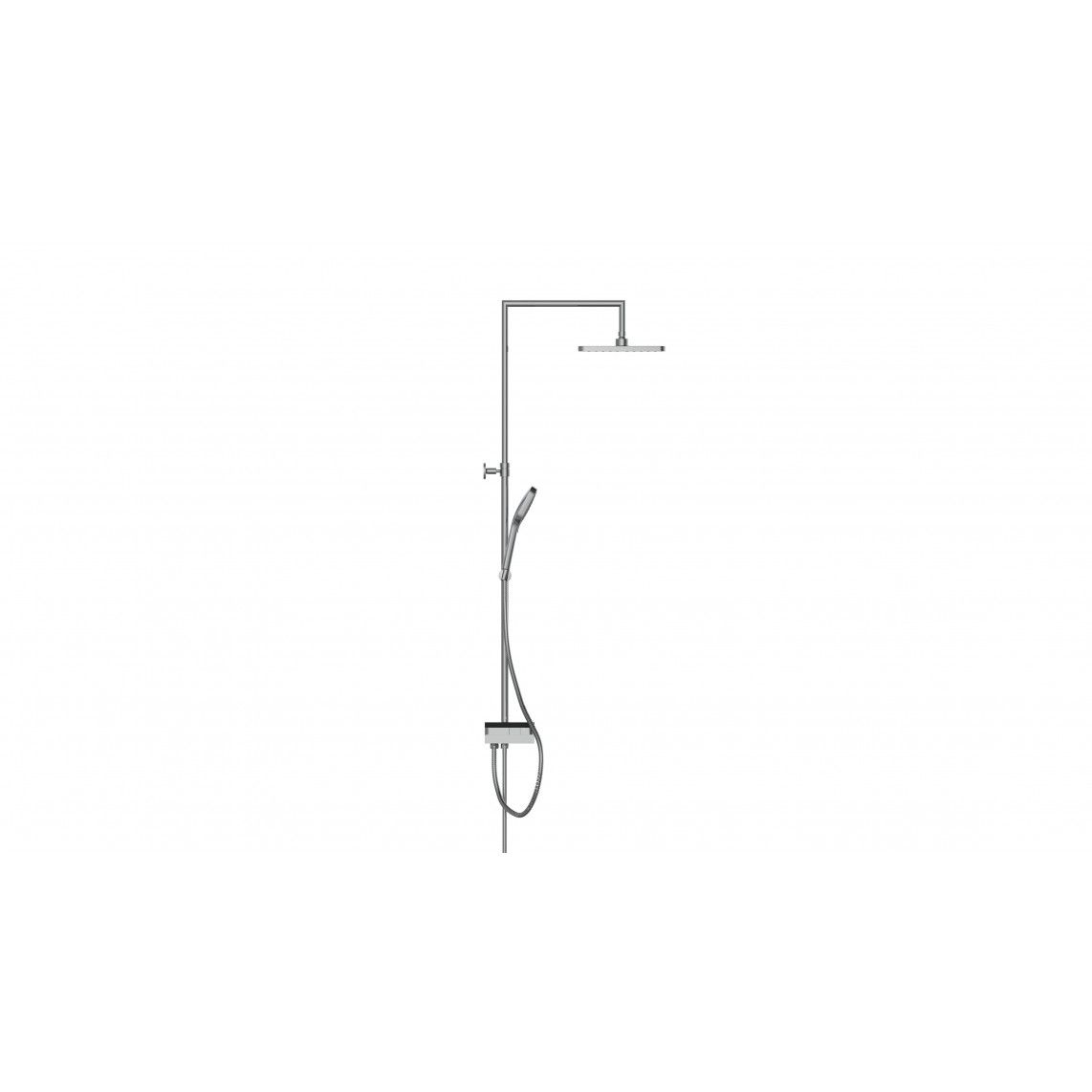 60566 BLUEPERL Overhead shower set, chrome/black, with tray vue 2