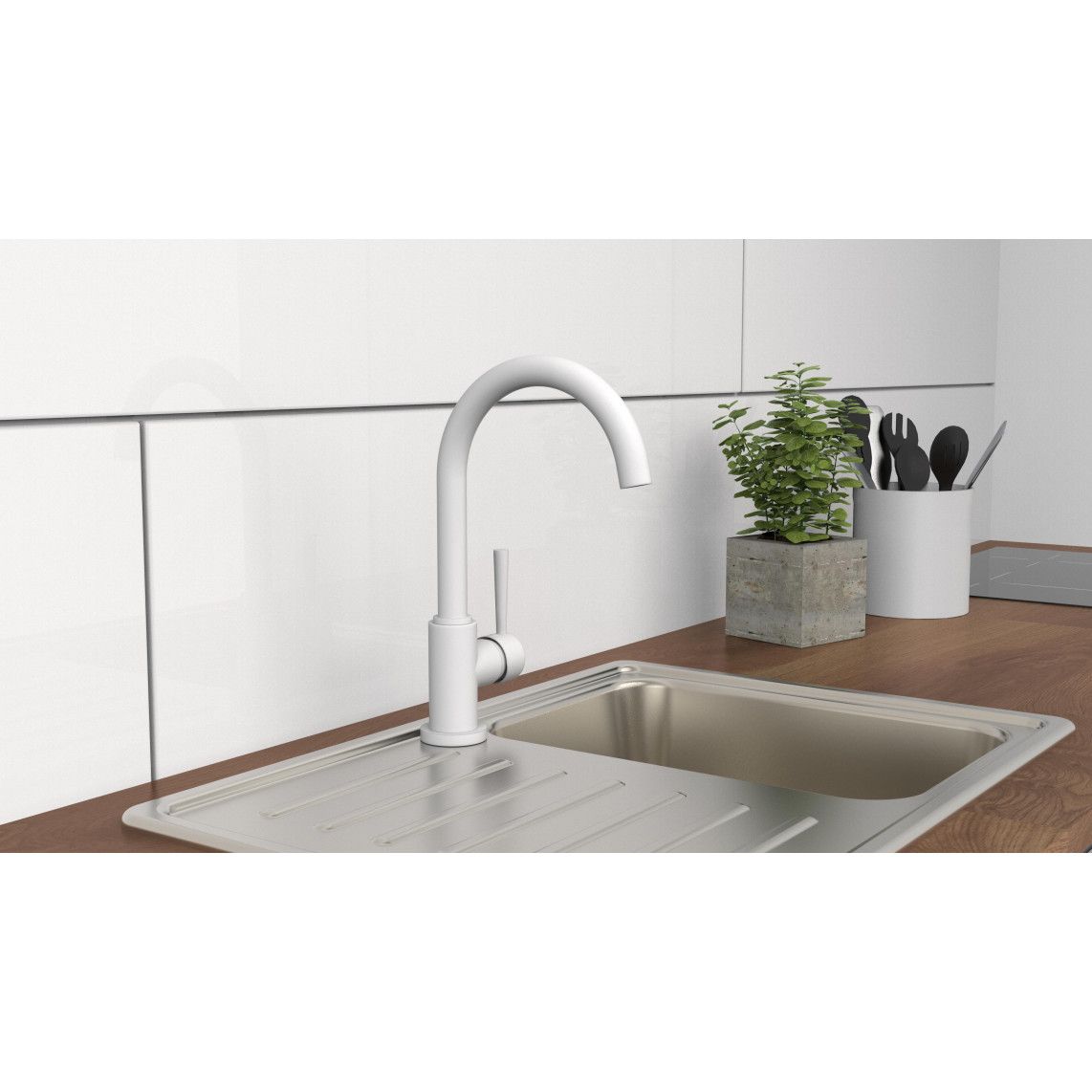 79161 CORNWALL Sink mixer, white matt vue 6