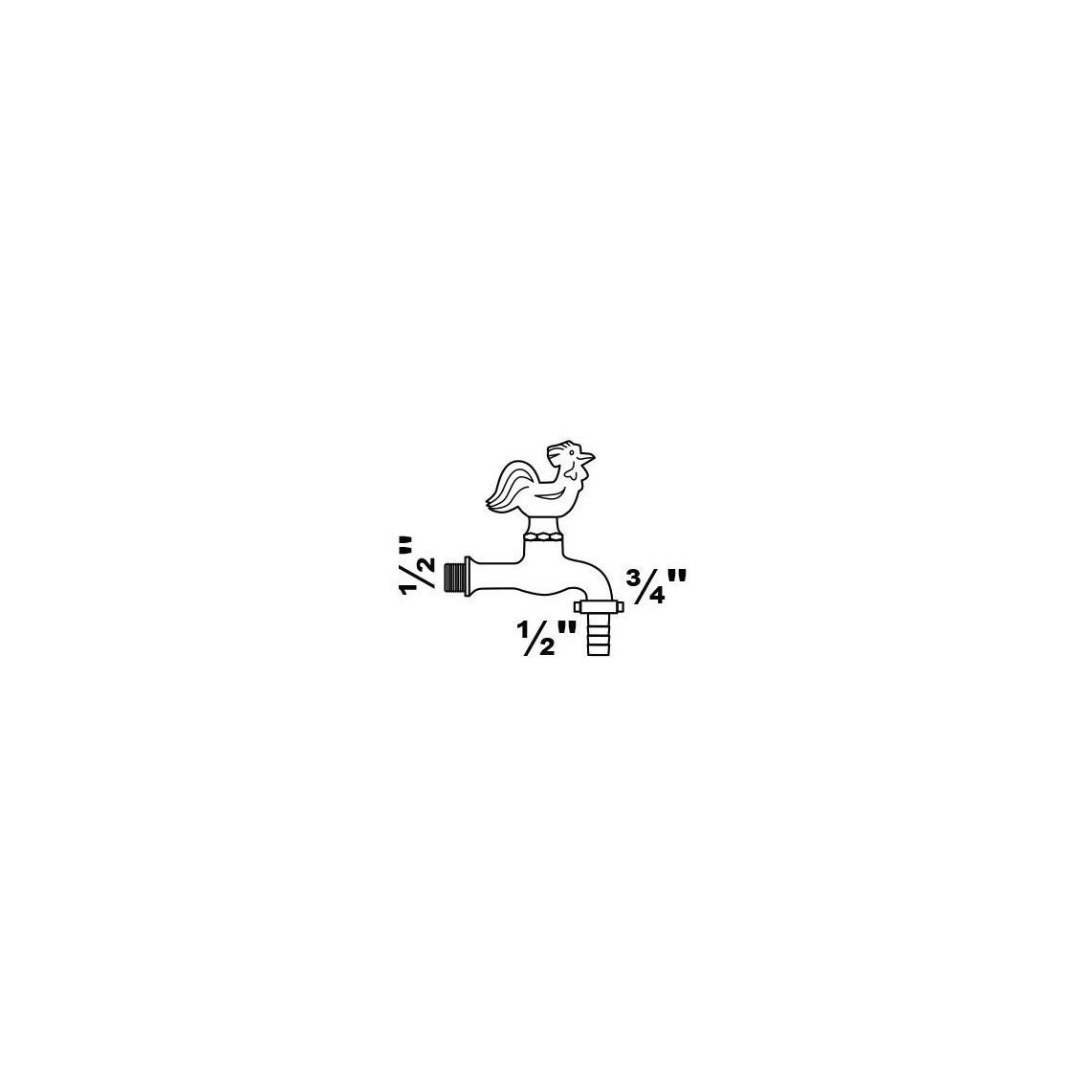 98618473 MS tapkraan Gockel handvat, blanco Gepolijst, 1/2"BU x 3/4"BU x 1/2"T vue 2
