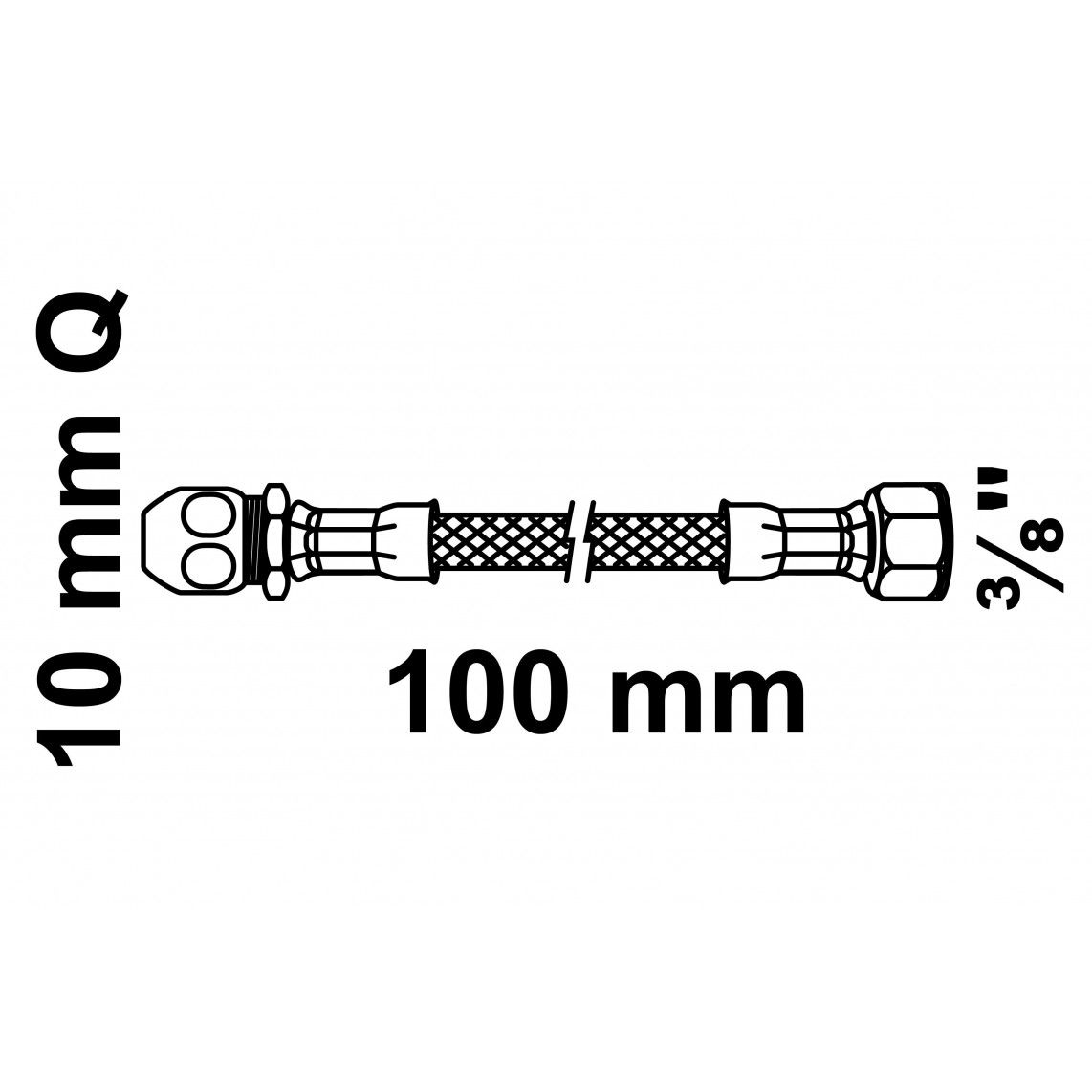 98628335 Flexible connection hose 100 mm, 3/8" female x 10 mmQ vue 2