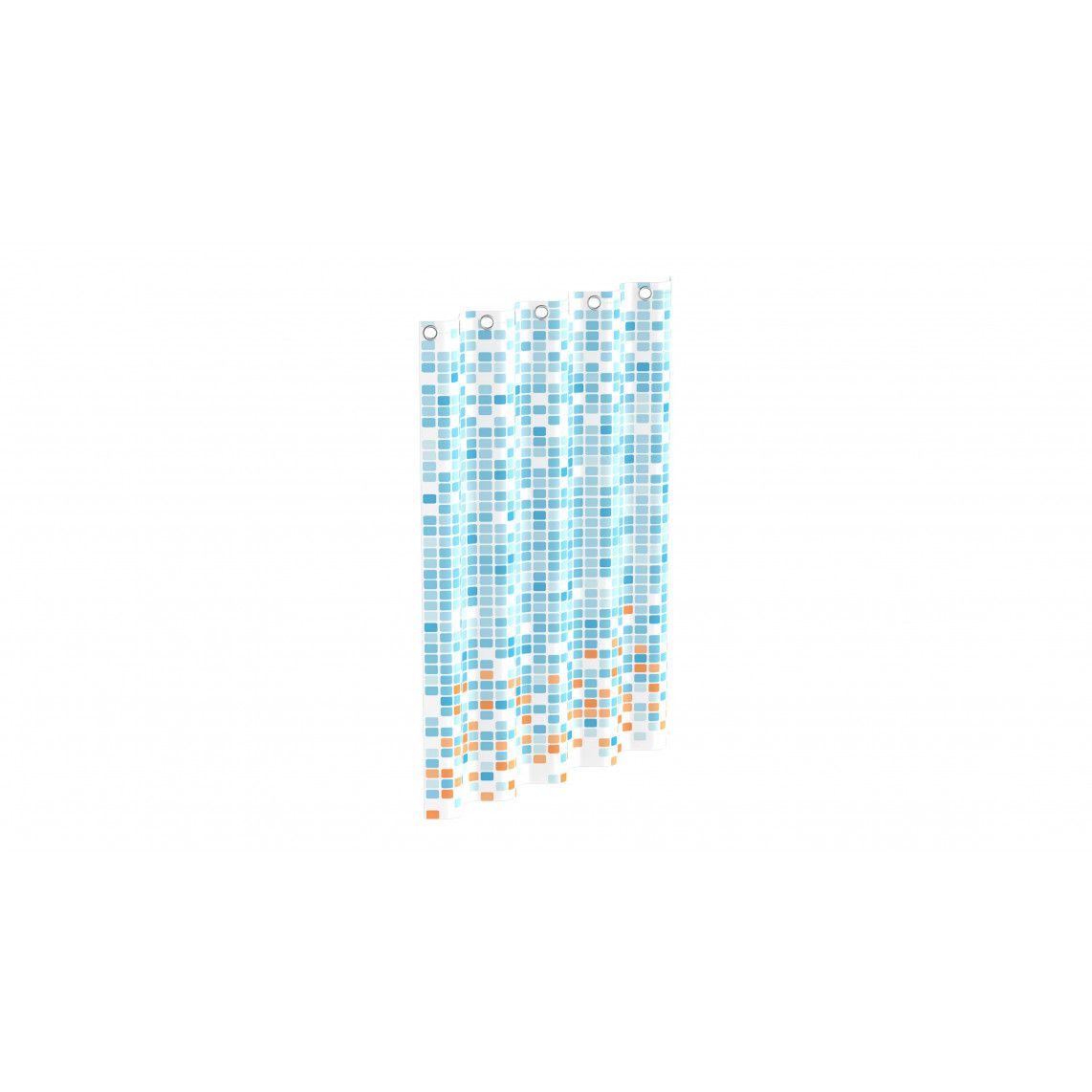 BA0402 Shower curtain, mosaic blue/orange vue 3
