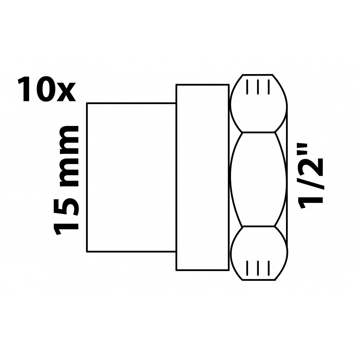 989107655 BR overgangsmof, blanco, 15 mm x 1/2"BI, 1 mof (4270g) (10x) vue 2