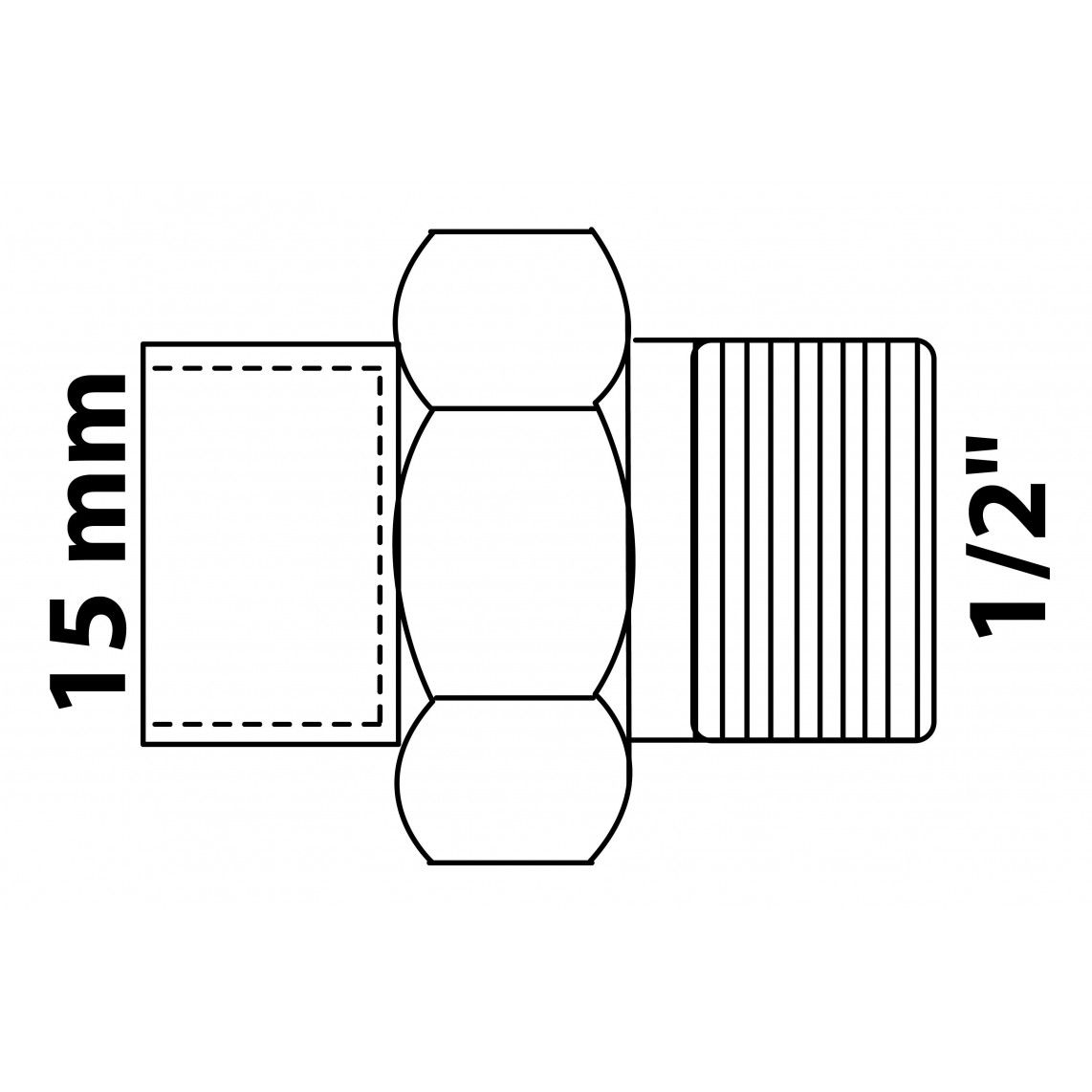 989241055 BR schroefverbinding, blanco, 15 mm x 1/2"BU, conische afdichting, 1 mof (4341g) vue 2