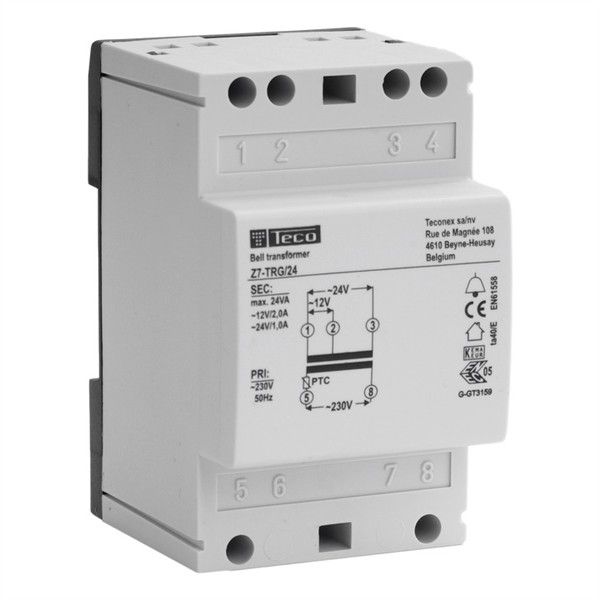 Transformateur de sonnerie 24VA 230Vac - 12 / 24Vac