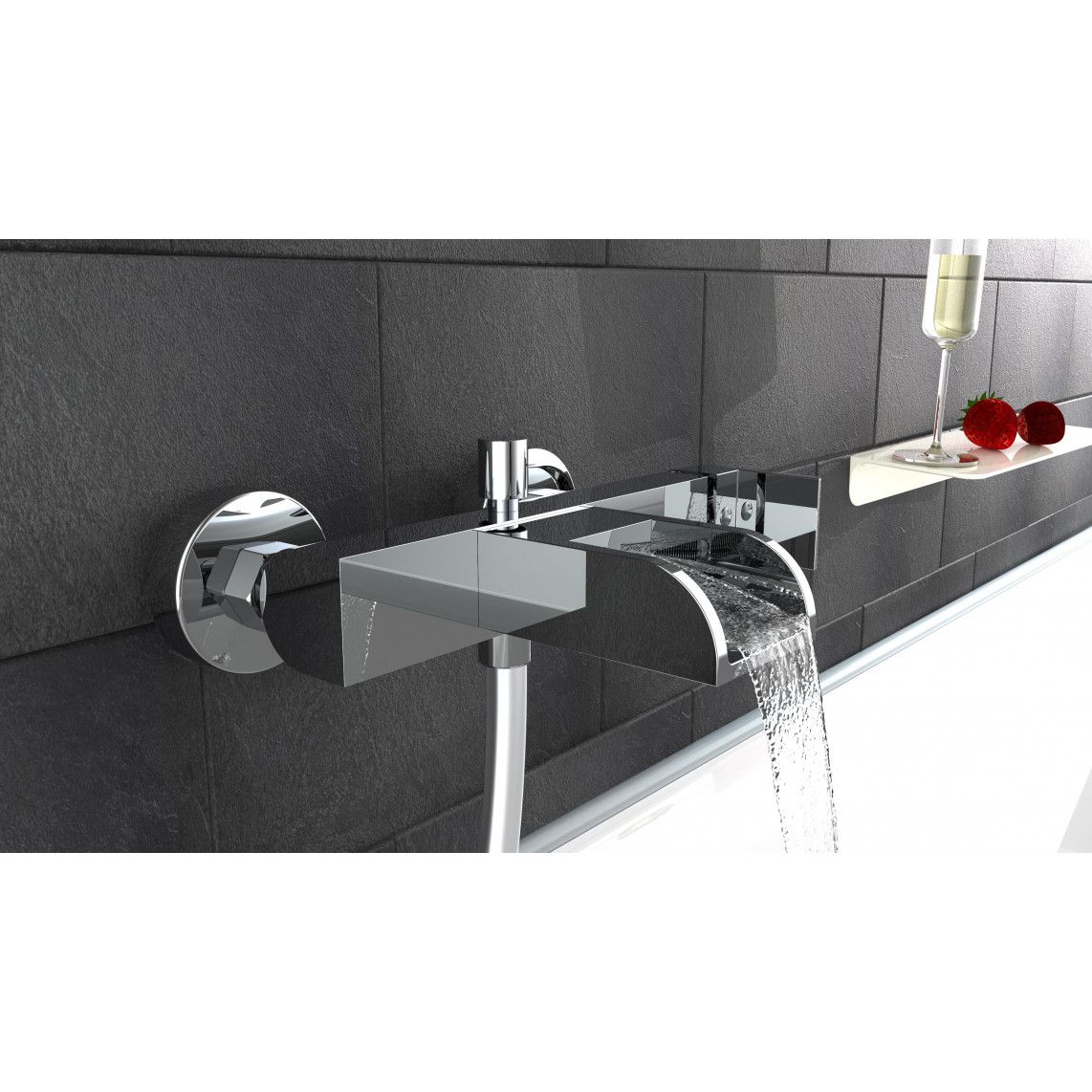 36130 IDROVIA Badkraan, met waterval uitloop, chroom vue 3