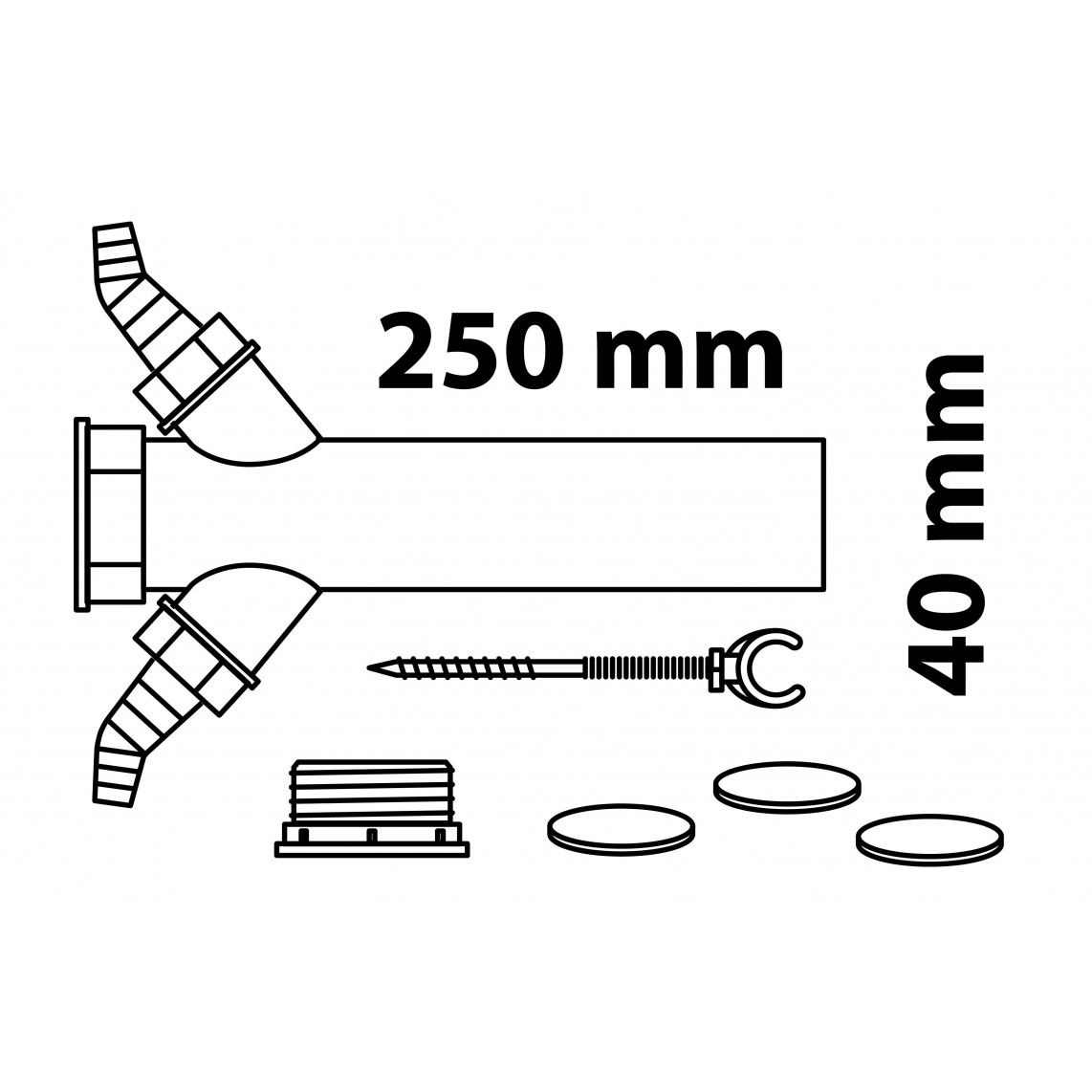 98837939 ECO-SAVE KS dompelbuis, Grijs, 1 1/2"BI x 250 mm, voor DN 40 mm sifon, 3/4" dubbele toestelaansluiting vue 2