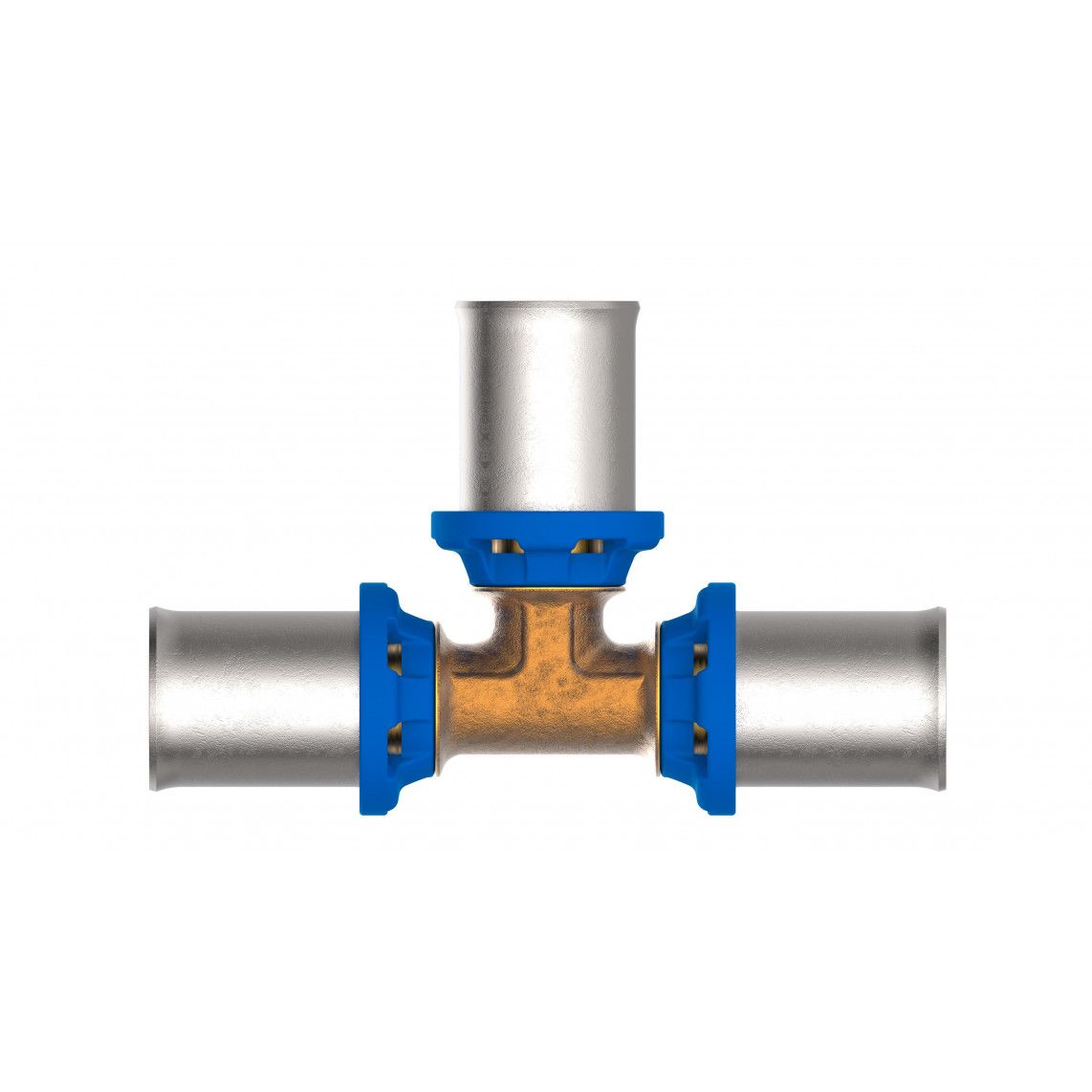 988717355 Tee piece, brass, 26 mm, press fitting for multilayer pipe vue 2