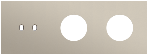 Plaque de recouvrement triple, horizontale 71 mm d'entraxe, pour une fonction de commutation double et deux fonctions de prise de courant, Niko Toggle steel champagne coated