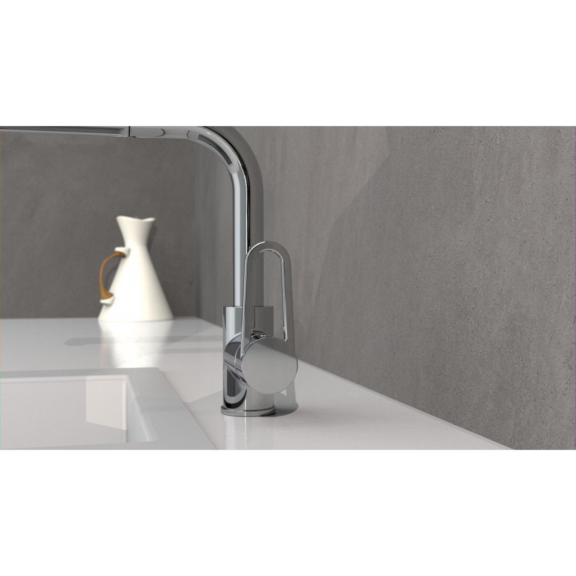 26230 DESIGN RING Keukenkraan, chroom, met uittrekbare uitloop vue 8