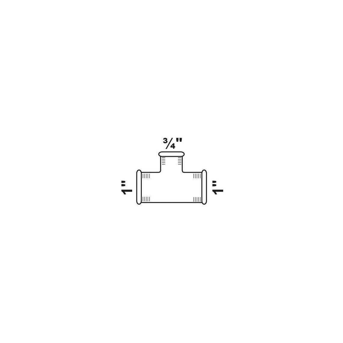 989736055 Tee reducer piece, malleable galvanized, 1" female x 3/4" female x 1" female vue 2