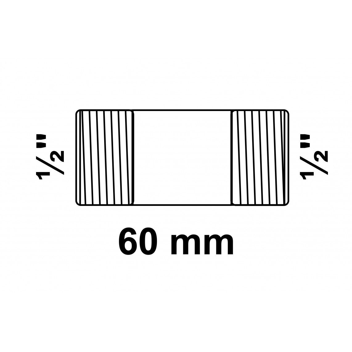 989821160 GI dubbele buisnippel, gegalvaniseerd, 1/2" x 60 mm, (23) (5x) vue 2