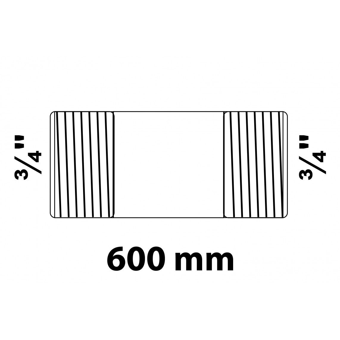 989823955 GI dubbele buisnippel, gegalvaniseerd, 3/4" x 600 mm, (23) vue 2