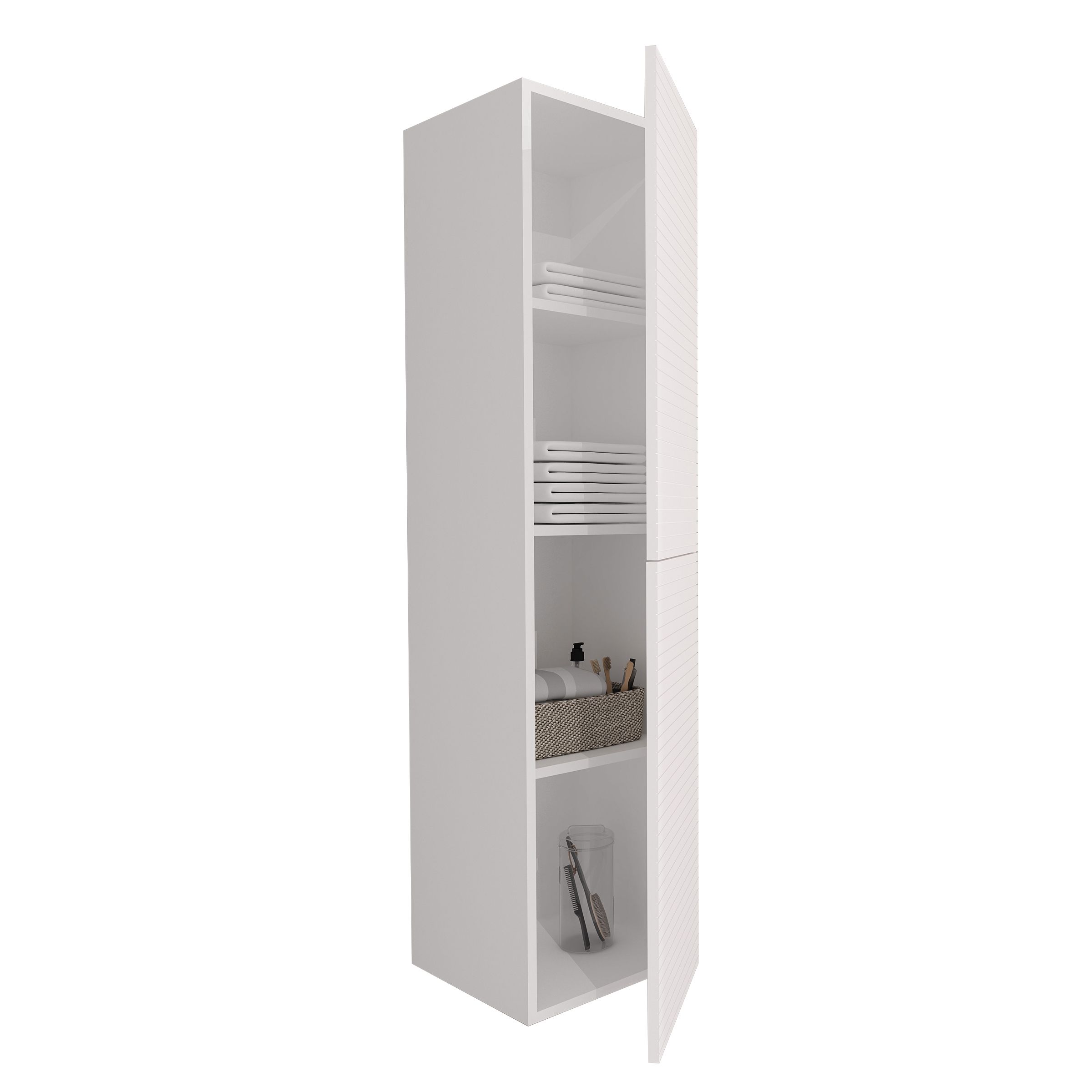 ELITE MEUBLE COLONNE AVEC RELIEF HORIZONTAL (160CM) - BLANC MAT vue 2