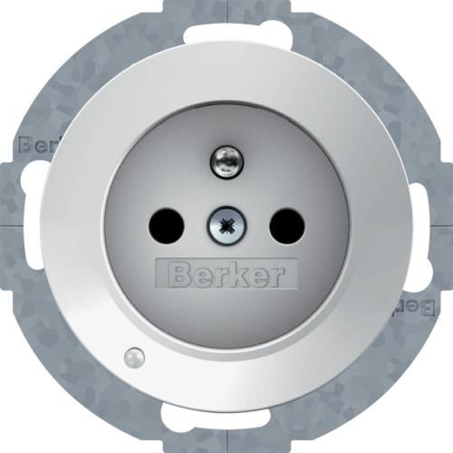 Prise de courant avec éclairage d'orientation Led Berker R.1 / R.3 Blanc polaire, brillant